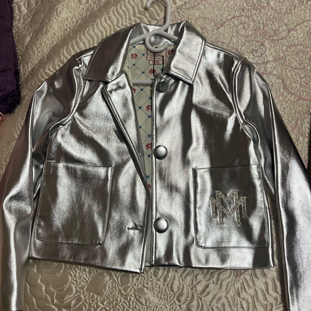 Disney Faux Leather Silver Women's Jacket